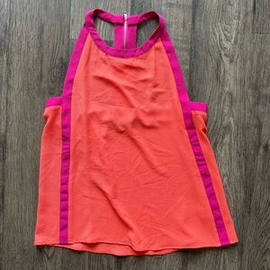 Pink and Orange Sheer Tank Top - Size Small